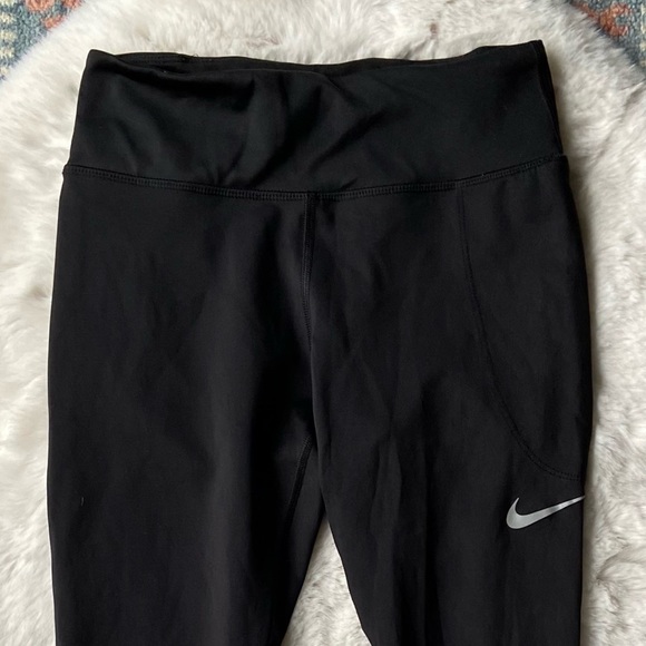 Nike dri fit black crop legging mesh cutouts xs athletic workout pant athleisure - Picture 3 of 13